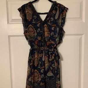 Blue Paisley print sleeveless dress